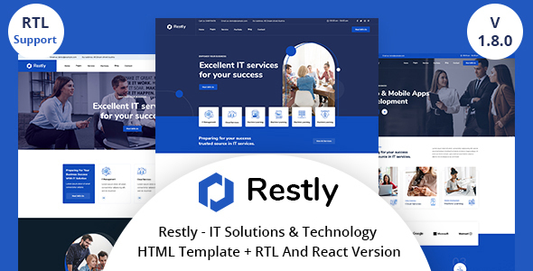 Restly – IT Solutions & Technology HTML And  React Template + RTL