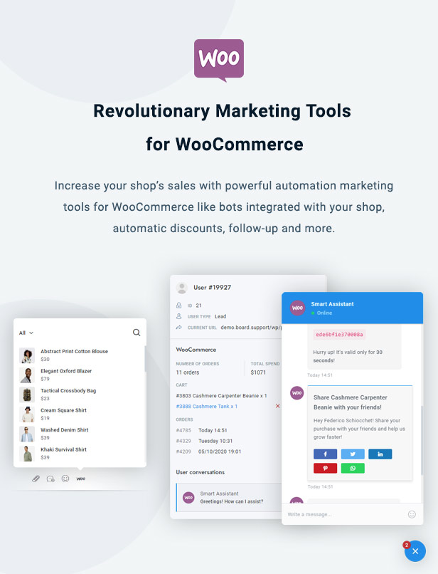 WooCommerce Chat Bot & Marketing App for Support Board - 2