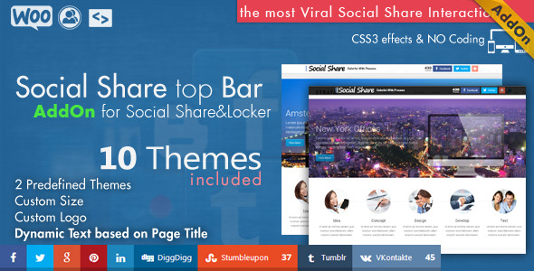Social Share top Bar AddOn - WordPress