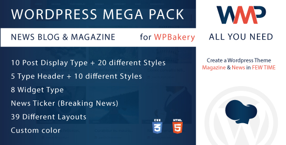 Wordpress Mega Pack for WPBakery - News, Blog and Magazine - All you need