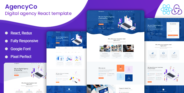 AgencyCo - React Digital Agency and Marketing Template