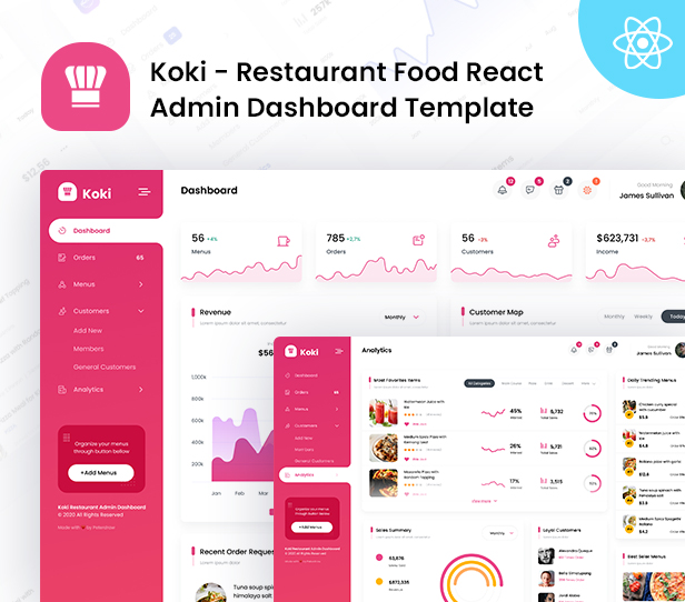 Koki - Restaurant Food React Admin Dashboard Template - 1