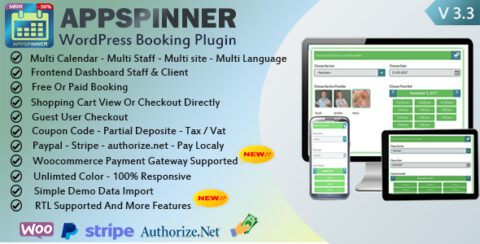 Woocommerce Appointment Booking & Scheduling Wordpress Plugin - AppSpinner V 3.3