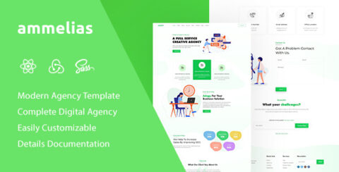 Ammelias - React Material UI Digital Agency Template