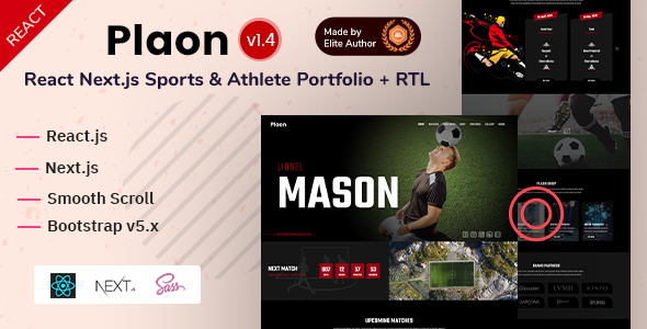 Plaon - React Next Sports & Athlete Personal Portfolio Template
