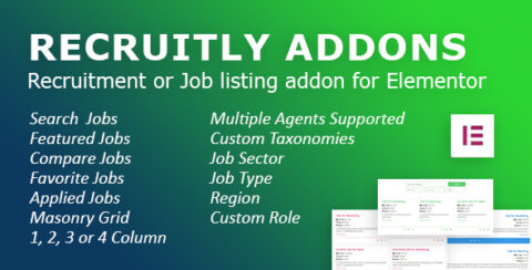 Recruitly Addons: Recruitment or Job listing plugin or addon for Elementor of WordPress.