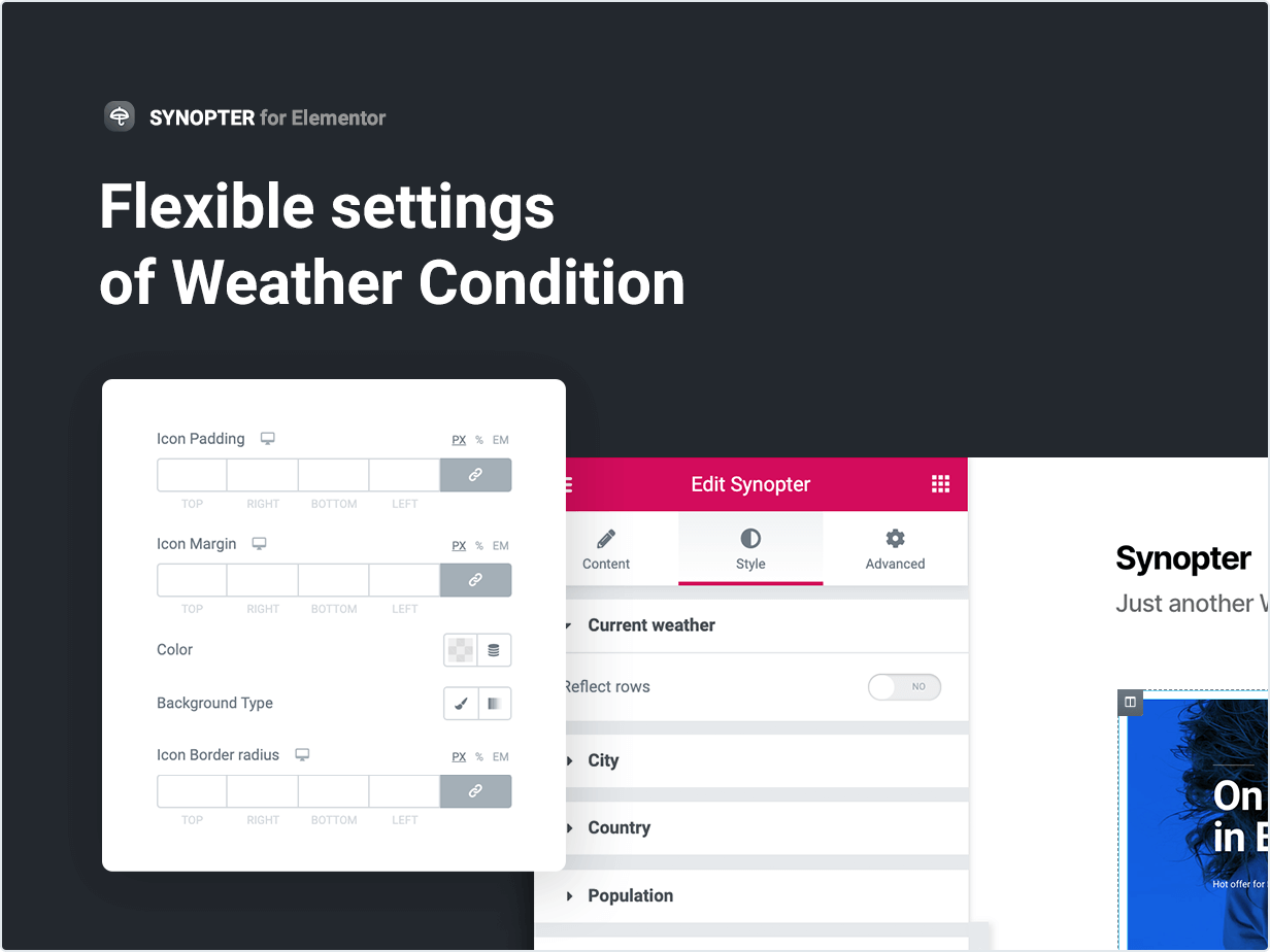 Flexible settings of Weather Condition