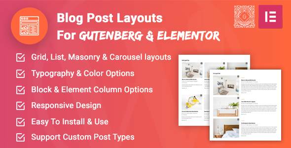 Blog Post Layouts for Gutenberg and Elementor