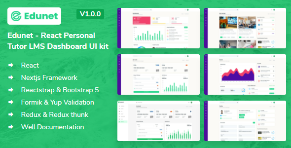 Edunet - React Personal Tutor LMS Dashboard UI kit