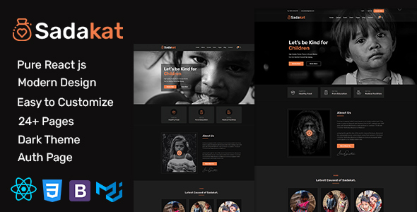 Sadakat - Charity Nonprofit React+HTML Template