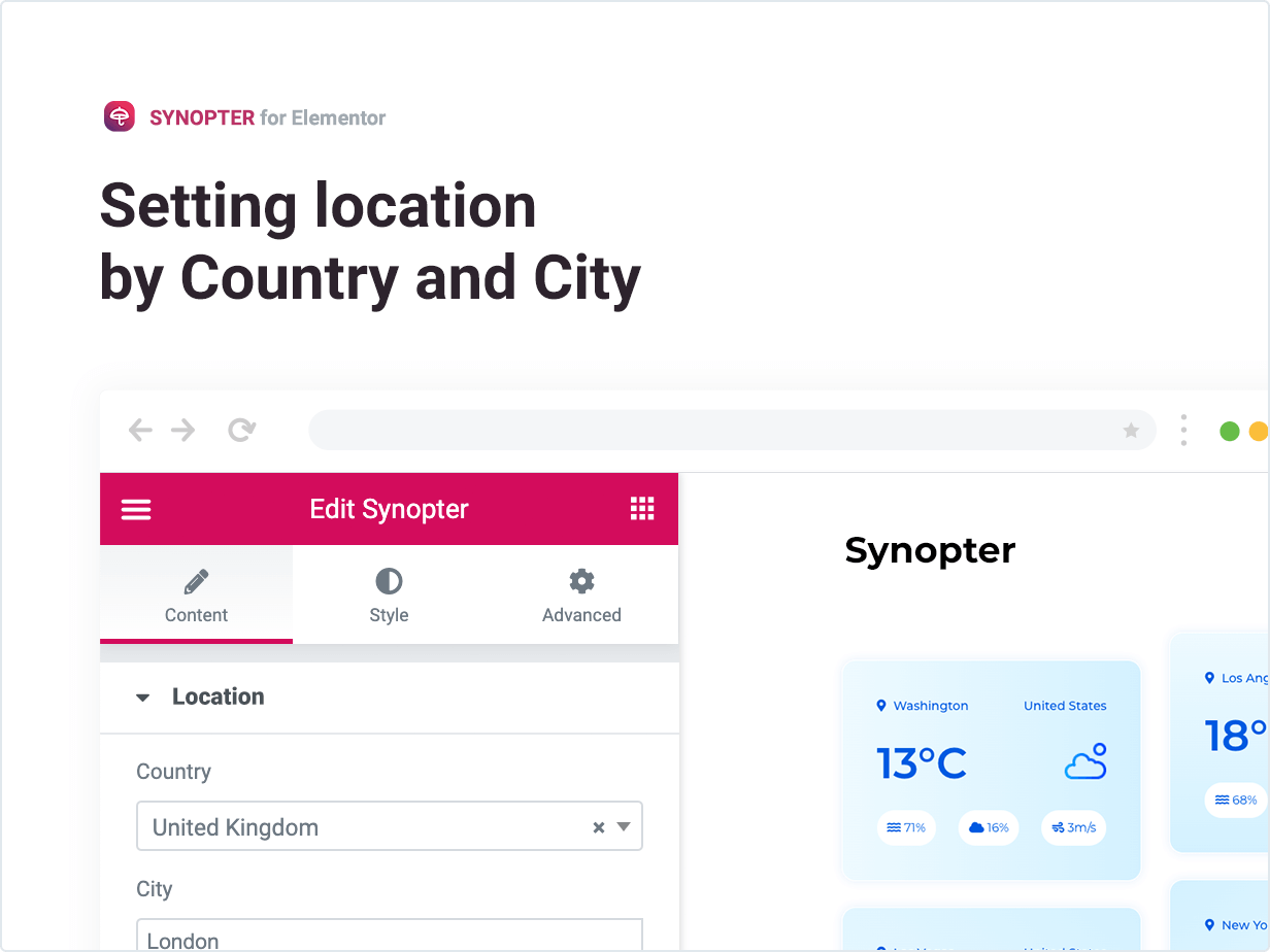 Setting location by Country and City