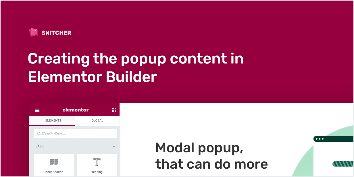 Creating the popup content in Elementor Builder