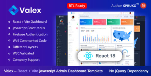 Valex – React and Vite Admin Dashboard Template