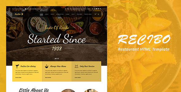Recibo - Restaurant / Food  HTML Template