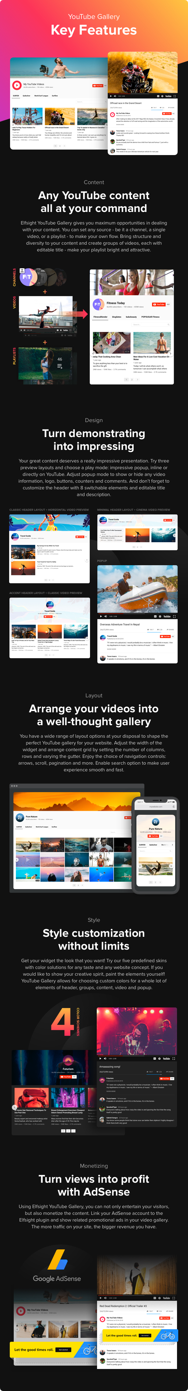 YouTube Gallery Features