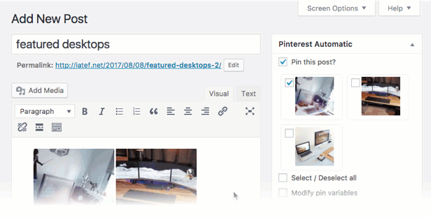 Pinterest Automatic Pin WordPress Plugin - 1