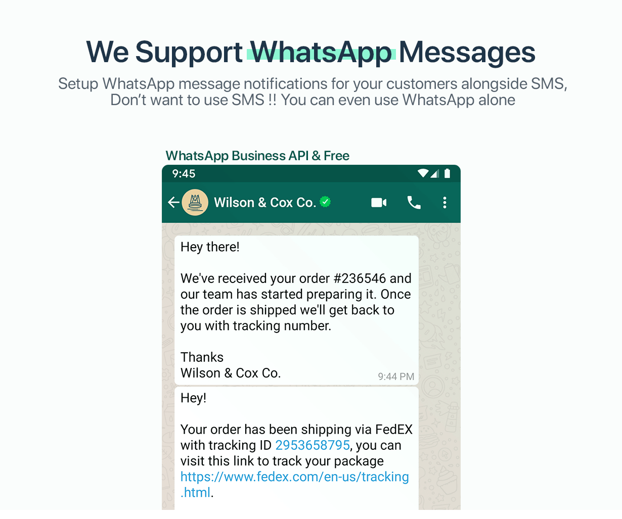 We support WhatsApp Messages