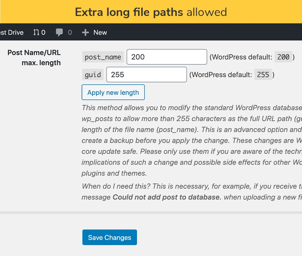 Extra long file paths allowed