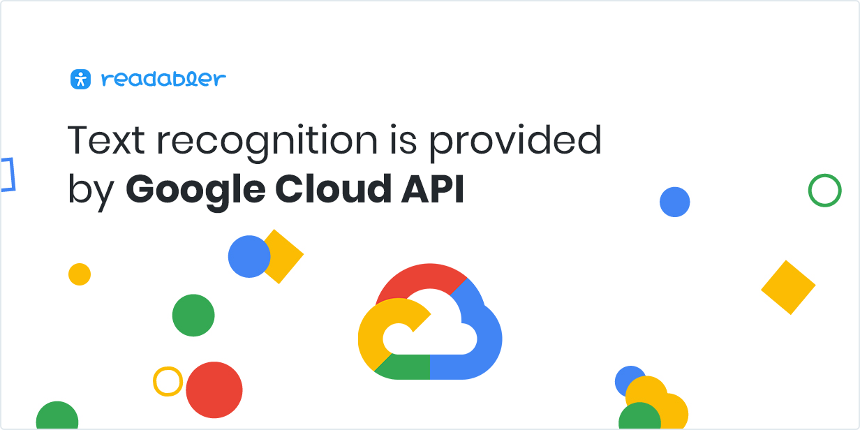 Text recognition is provided by Google Cloud API