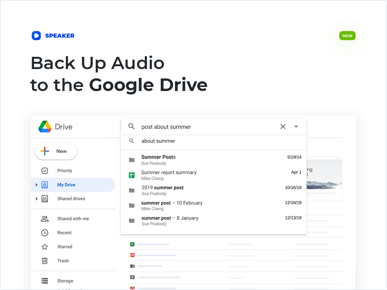 Back up audio files on the Google Drive