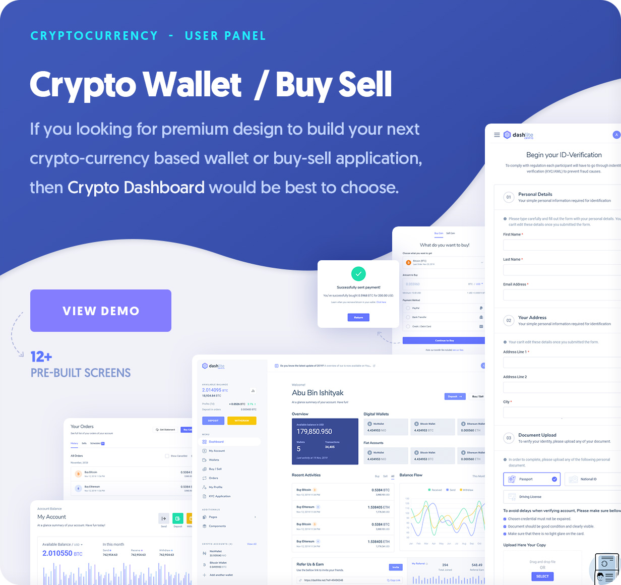 DashLite - Cryptocurrency, Crypto Buy Sell, Wallet Dashboard Template