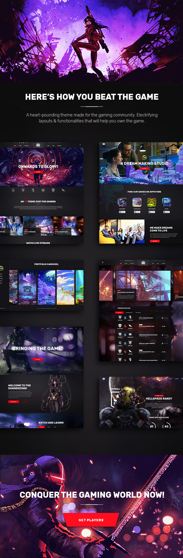 PlayerX - A High-powered Theme for Gaming and eSports - 1