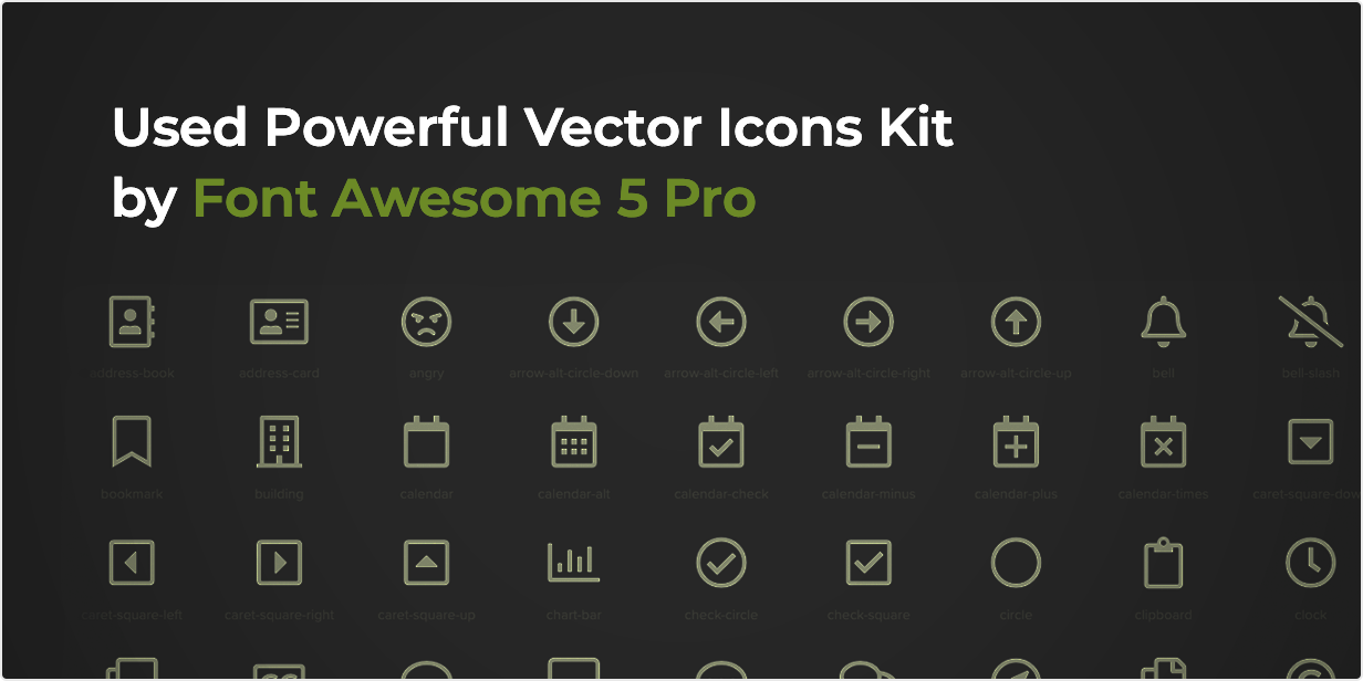 User Powerful Vector Icons Kit by Font Awesome 5 Pro