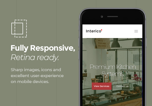 Sharp and perfectly responsive interior website on any device.