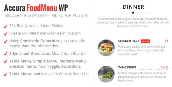 Accura FoodMenu WP - Modern Restaurant Food Menu