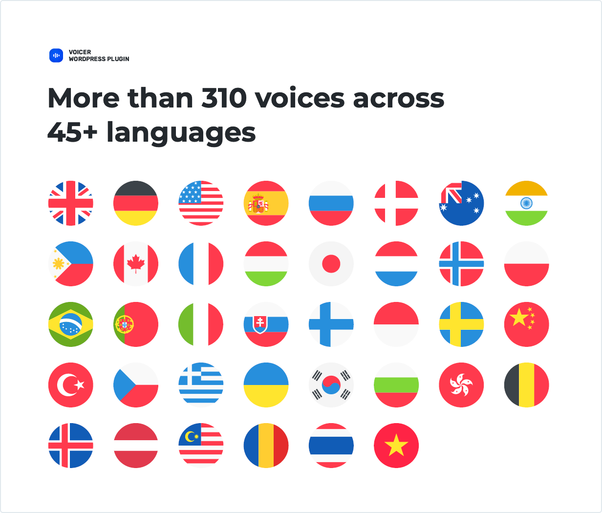 More than 310 voices across 45+ languages