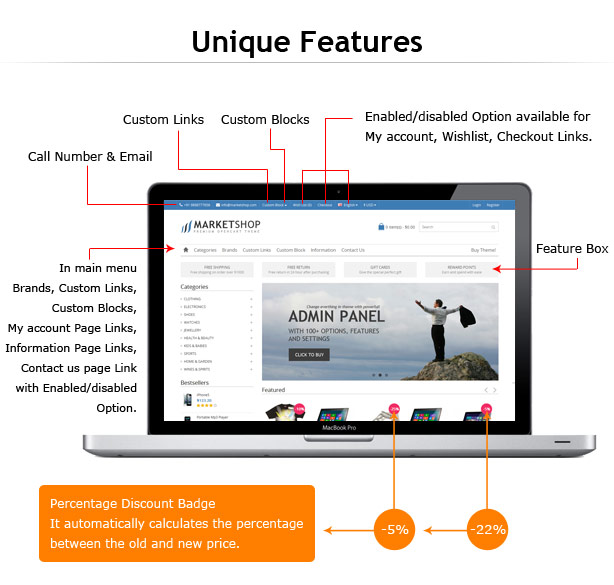 opencart theme features