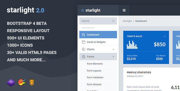 Starlight Responsive Bootstrap 4 Admin Dashboard Template