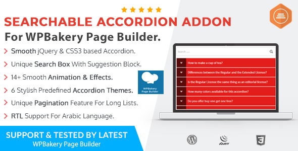 Ultimate Searchable Accordion - WPBakery Page Builder Addon
