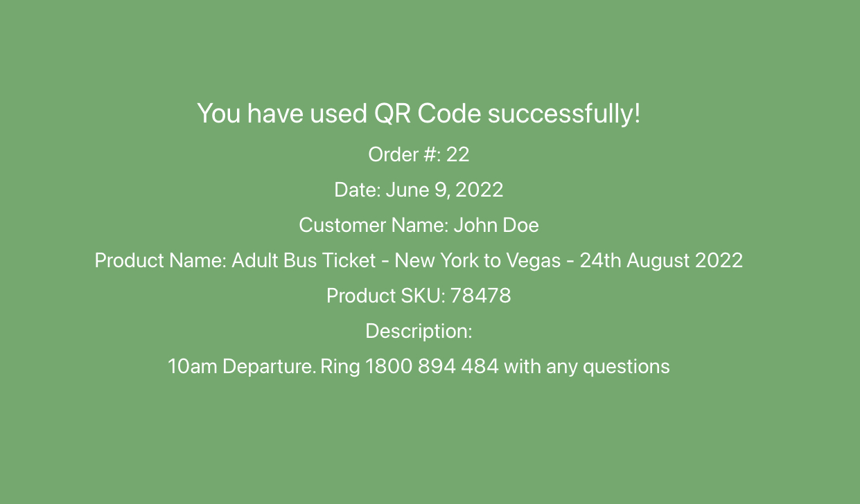 Valid QR Code Event ticket